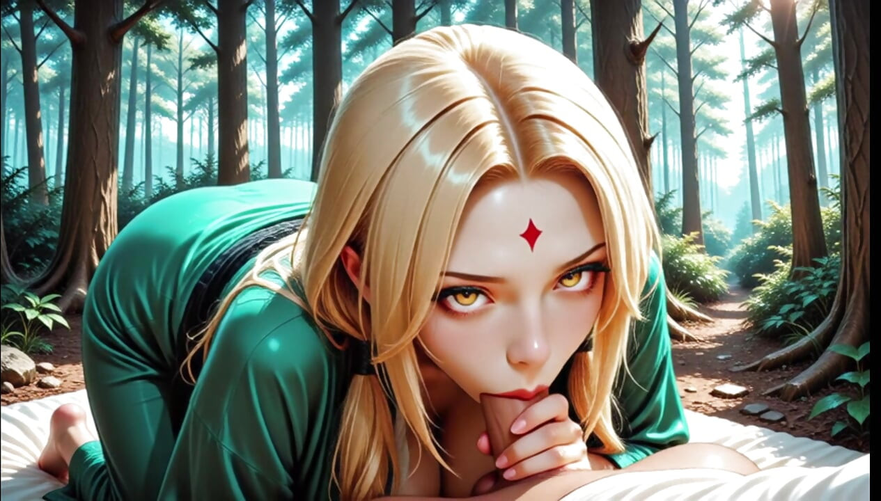 Tsunade Jiraiya, sexe sauvage dans la forêt et pipe à gros nichons, la blonde Ninja Tsunade suce une bite bien dure, anal, Onsen Water Ca
