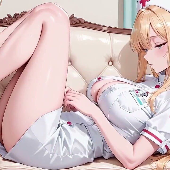 Kneeling in a White High-cut Uniform with Liquid Splashing on Her Chest.
