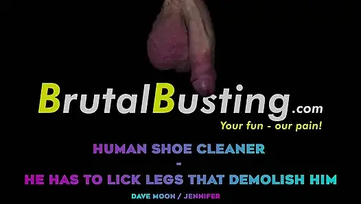Pembersih Sepatu Manusia - Dia harus menjilat kaki yang akan menghancurkannya! - Dave Moon - Jennifer - Bbusting (menjilat)