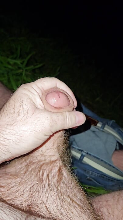 Risky public jerk by the river
