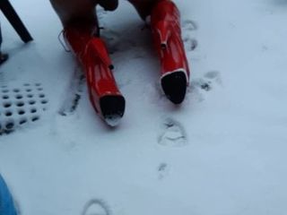 Dgb-f rất cao giày cao gót màu đỏ tuyết