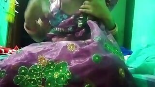 Indian Gay Crossdresser in Pink Saree Pressing and Milking His Boobs so Hard and Enjoying the Hardcore Sex