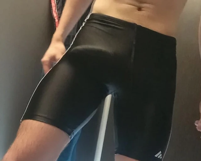 Twink Teen Bulges In Adidas Swimsuit After Swim And Crossdresses In One-Piece Swimsuit To Jerk Off