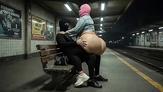 "Masked Stranger Grabs Thick BBW Ass at Empty Train Station"