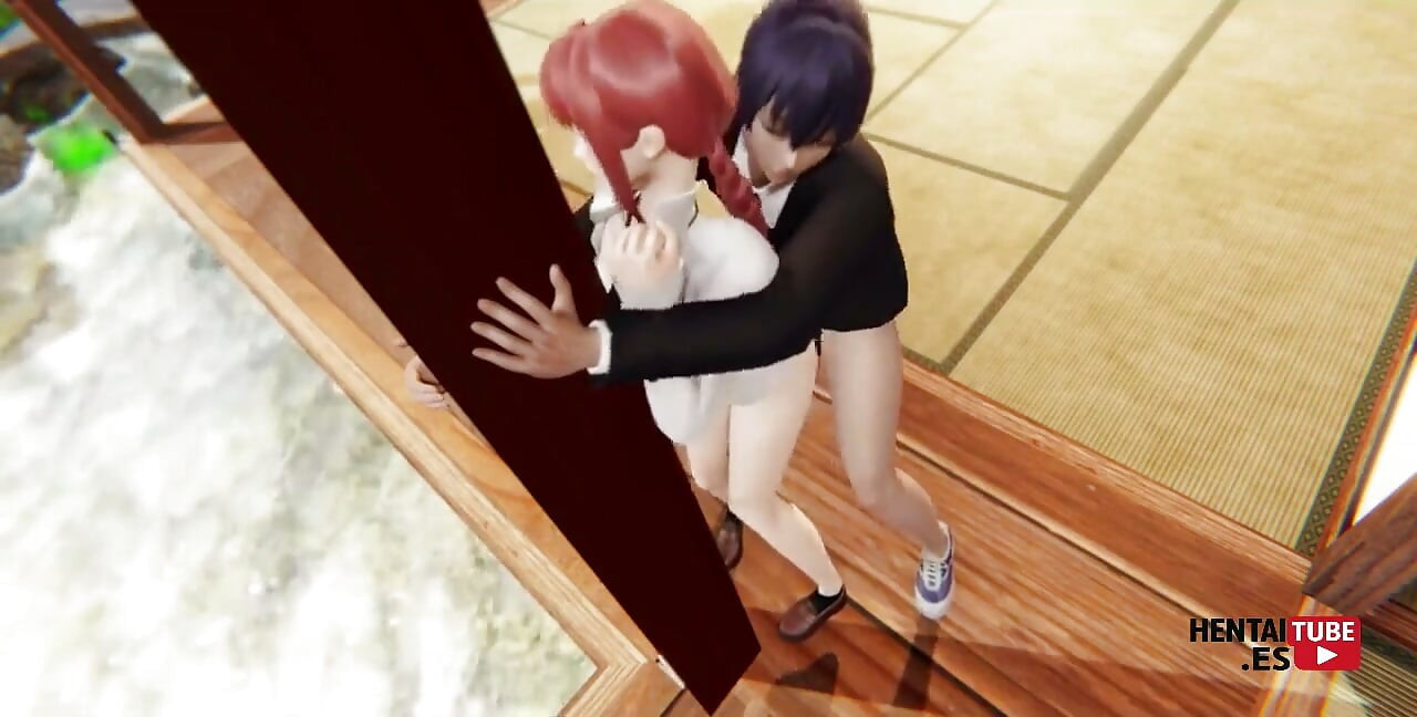 Chainaw man hentai - Aki se folla a Makima mientras ella se agarra a la columna de su casa