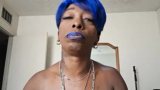 Blauer böser lippenstift-gesichtsfick