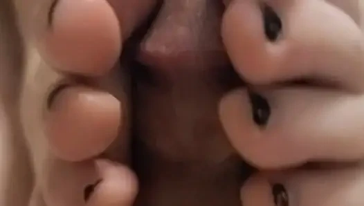 Foot job to hand job cumshot