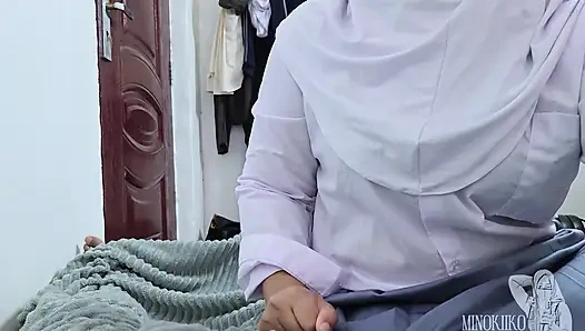 Asian Hijab Girl Shocked to See A Morning Wood From Her Step Brother  - Minokiiko