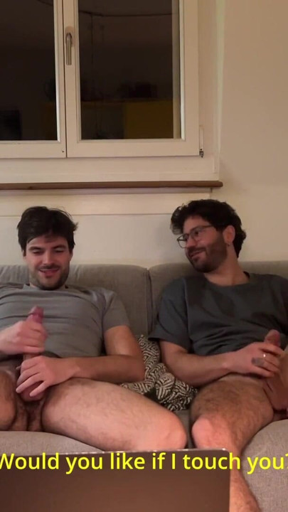 Watching porn with my straight friend until i asked him to grab my cock | Clip 1