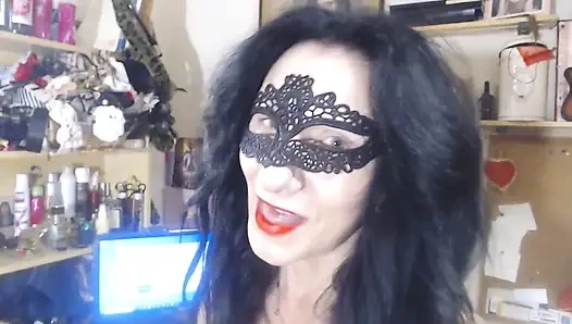 Under Red Skirt, Remove Stockings and Masturbate