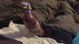 Cock explodes with cum from vibrator