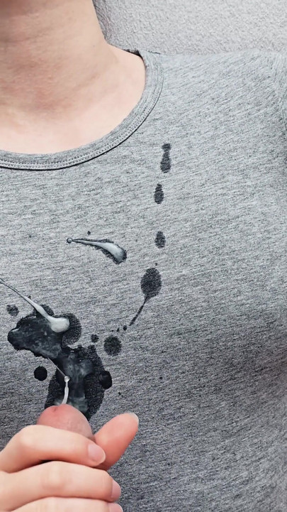 Emotional moment from "Hot Cumshot On My New Gray T-shirt!"