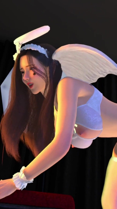 Photo Session with Happy Ending - Asian Model in Sexy Angel Cosplay - 3D VR Hentai Animation by VirtualHeaven | Clip 2