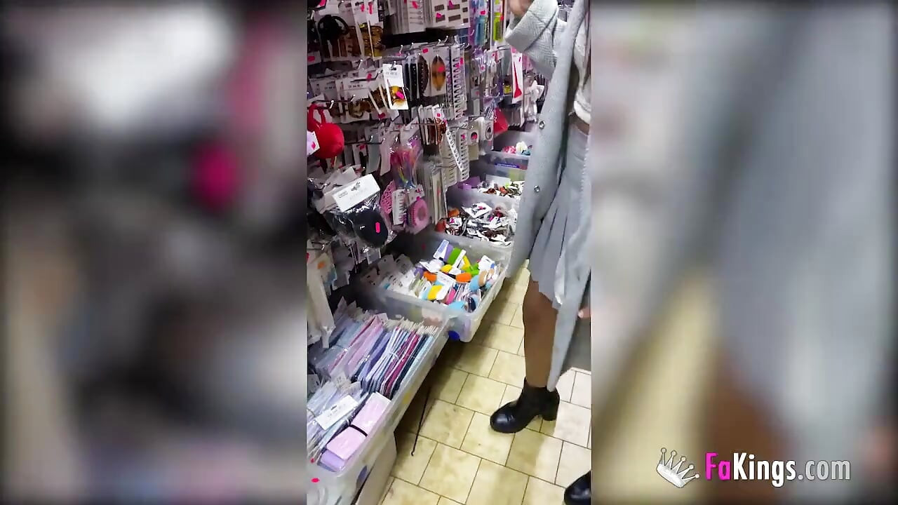 Young but not shy teen enjoys a dose of showing in a shop and the street!