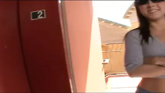 Heavy poled love box of Lusty Chick cunt looks petite full of cumshot