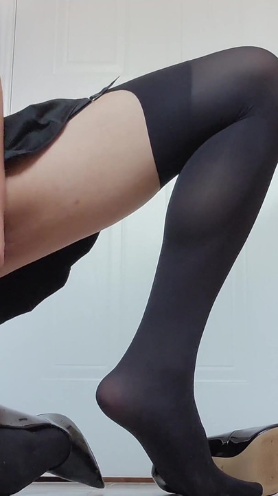 Stunning moment from "Crossdressing Secretary Takes a Bathroom Break"