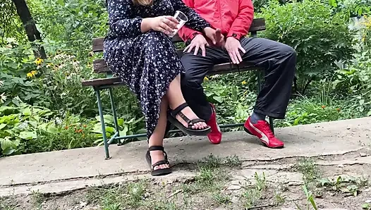 Mature Stepmom Milks My Dick Outdoors in the Park