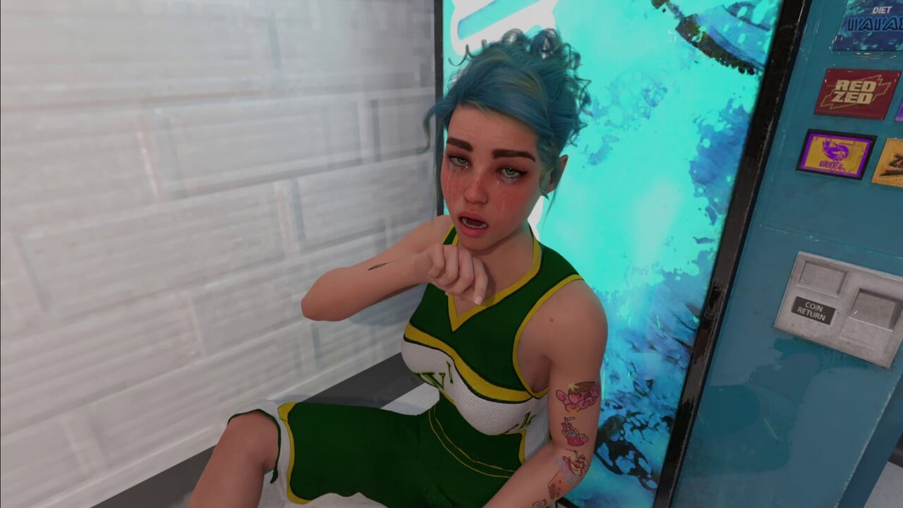 Comforting A Cute Stranger Girl Near Vending Maching as She Played a Bad Basketball Game Today