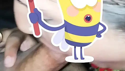 Sana blew her husband's dick, and her sperm in her hands...