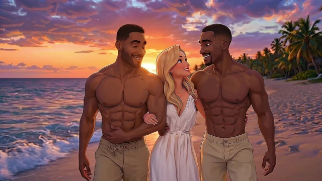 BLONDE WOMAN TAKEN AT THE BEACH BY A BBC