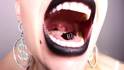 Giantess Swallowing Her Shrinking Slaves in Front of the Eyes of Her New Food-targets!