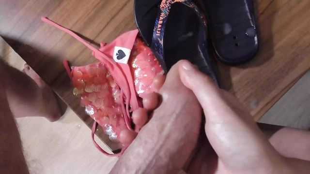 the sophisticated and naughty teen babe finally wants him to cum on her bikini and flip flops.