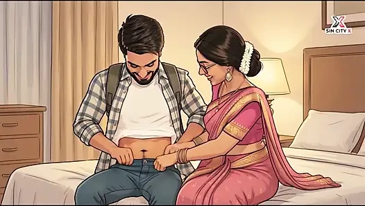 Horny Indian Desi Bhabhi in Saree Sucking and Fucked Hard in Doggy Style