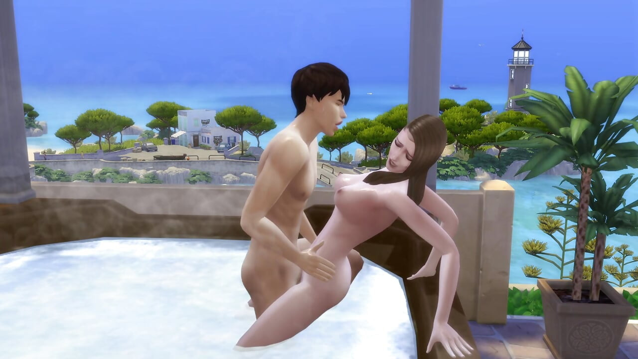Couple on vacation take the opportunity to fuck in the hydro. The Sims