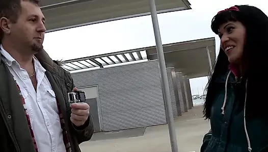 Attractive babe gets her pussy pounded by two horny guys