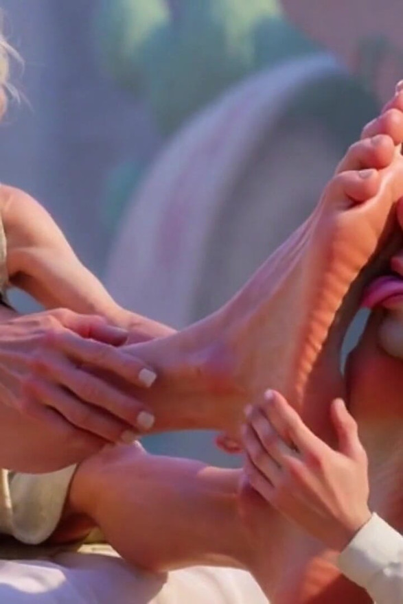 Giantess Old Granny Foot Slave Worship - Tiny Man Licking Her Giant Feet