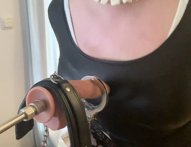 Chained, locked latex sissy slut for bbc