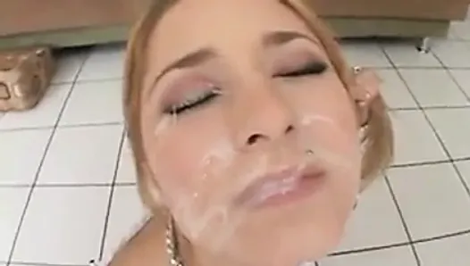 Cum Party on Blonde Doll Face