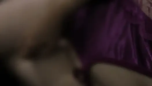 Indian Desi really sexy in Purple SAtin Lingerie and fuck until cum so hard