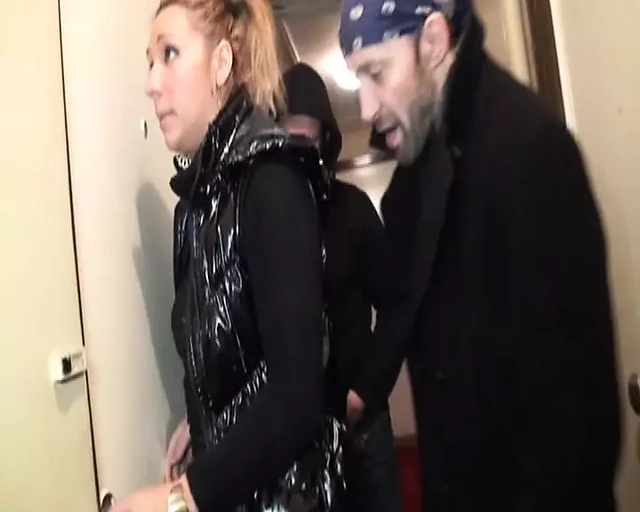 Superb French slut assfucked by two dudes in the building