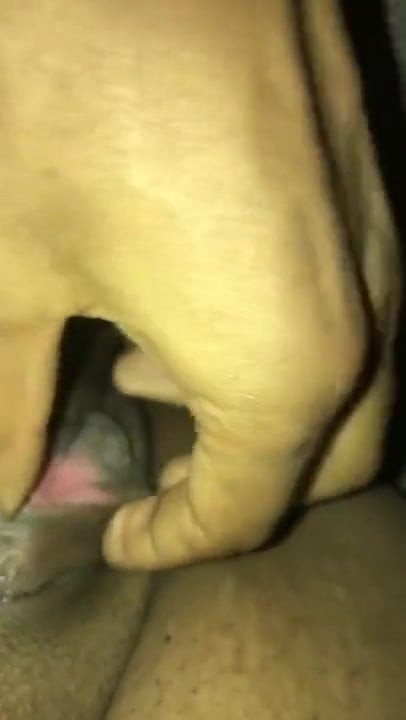 Fingering her fat ebony fat pussy
