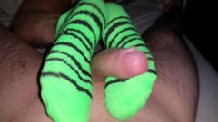 hot sockjob from my wife in green zebra ankle socks