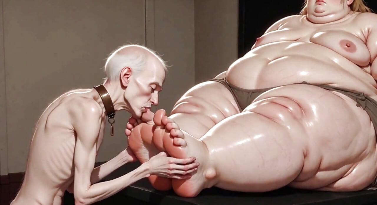 Magro escravo garoto lambendo enorme ssbbw dominatrix pés macios
