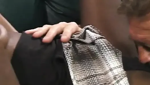 Ebony cutie fucked after 69 position with older dude
