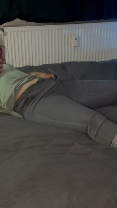 Masturbation on the bed in jeans with the Satisfyer pro 2 multiple orgasms trembling twitching moaning | Clip 1