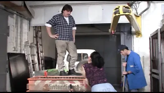 Amateur German slut rides dick in truck trailer