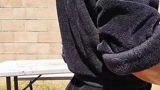 Backyard Baby Oil Table Top Cumshot