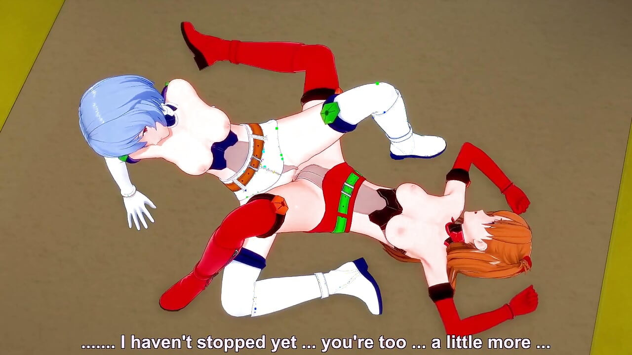 Asuka și Rei lesbiană forfecare fără sutiene - Neon Genesis Evangelion Hentai Parodie