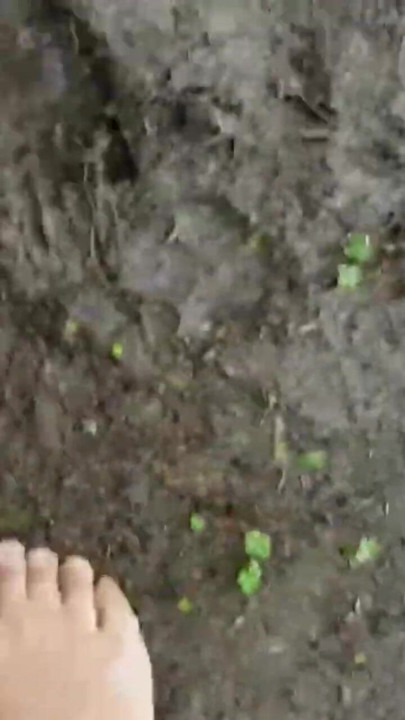 Bare feet getting muddy fun