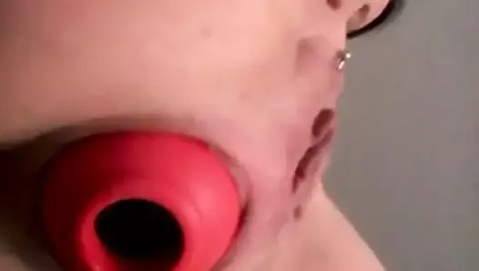 Pushes big toy out asshole for gape and prolapse