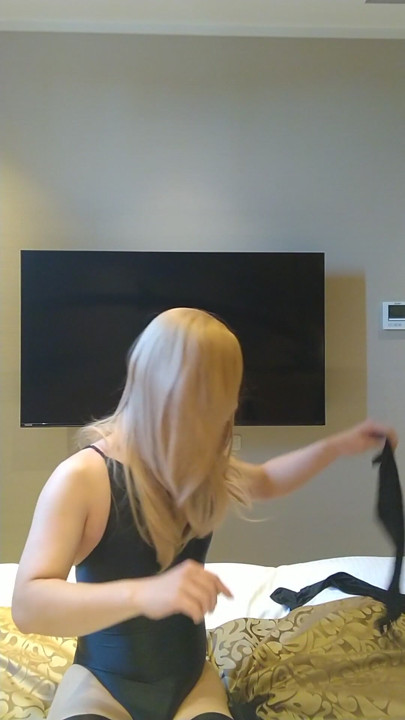A blonde cross-dressing boy masturbated in a swimsuit | Clip 2