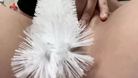 Escova de masturbação com clitóris inchado