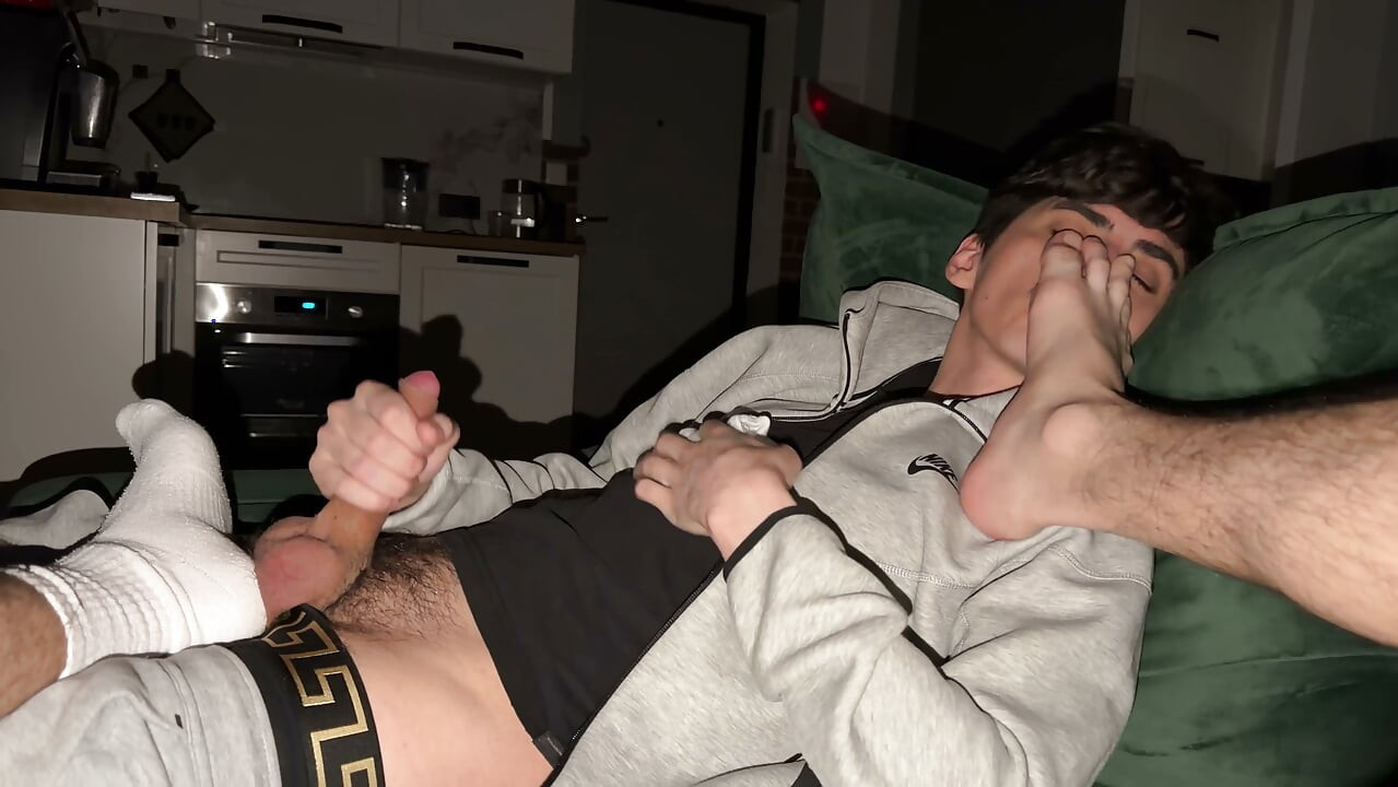 Sniffed wet socks and cum from it