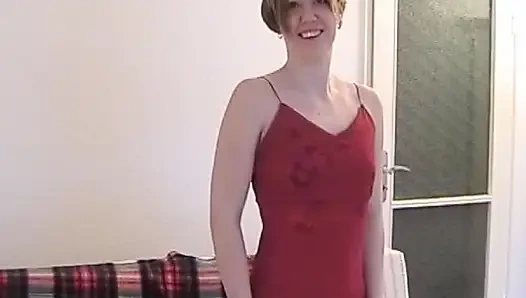 Sexy German teen in stockings fucks herself with dildo