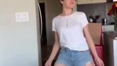 Joey King dancing in jean shorts