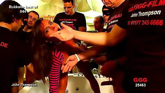 Ggg - Bukkake Party - Busty Brunette Gets Covered in Cum by Multiple Guys